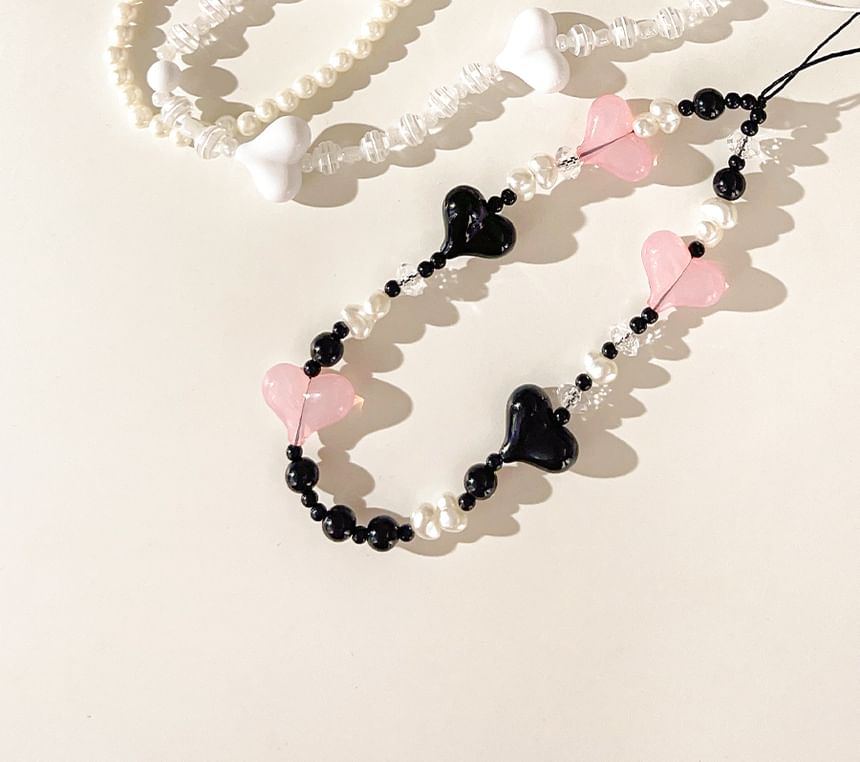 Bead Strap Heart Phone