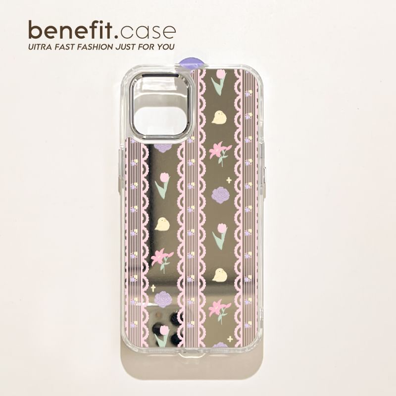 Case Floral Mirrored Print Phone Lace