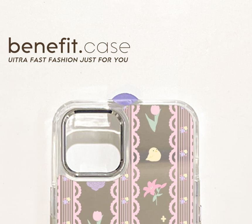 Case Floral Mirrored Print Phone Lace