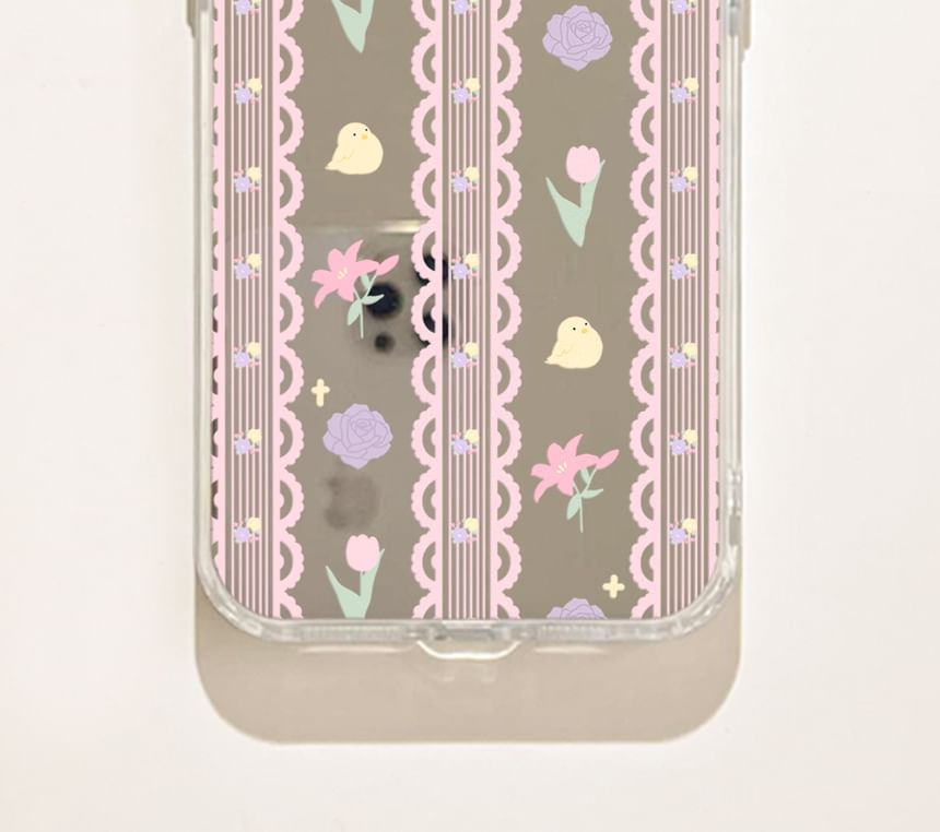 Case Floral Mirrored Print Phone Lace