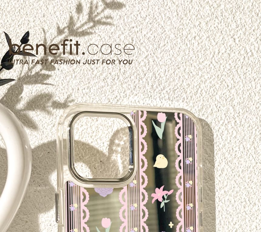 Case Floral Mirrored Print Phone Lace