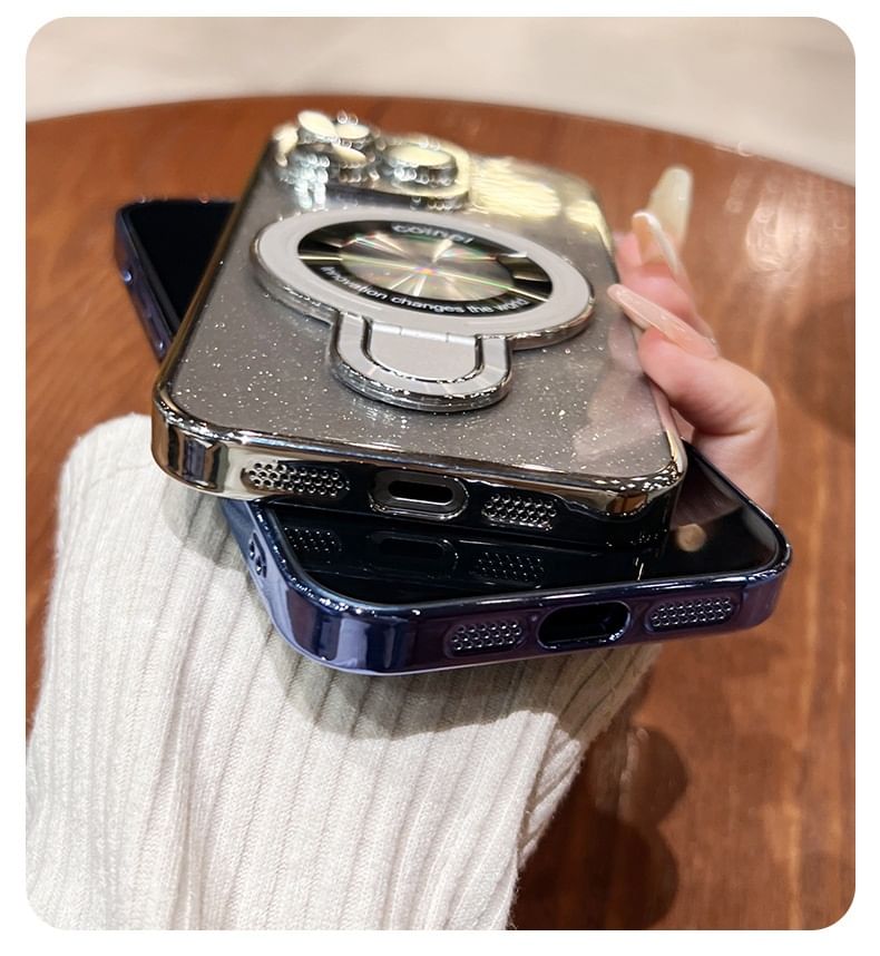 Stand Glitter Case Ring Phone