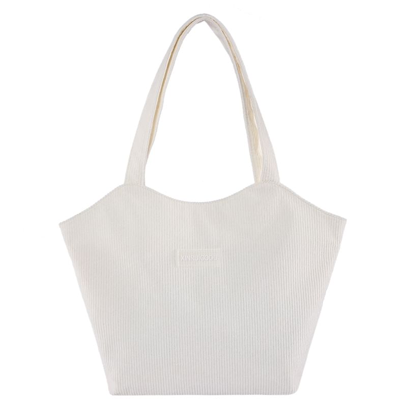 Corduroy Label Applique Tote Bag