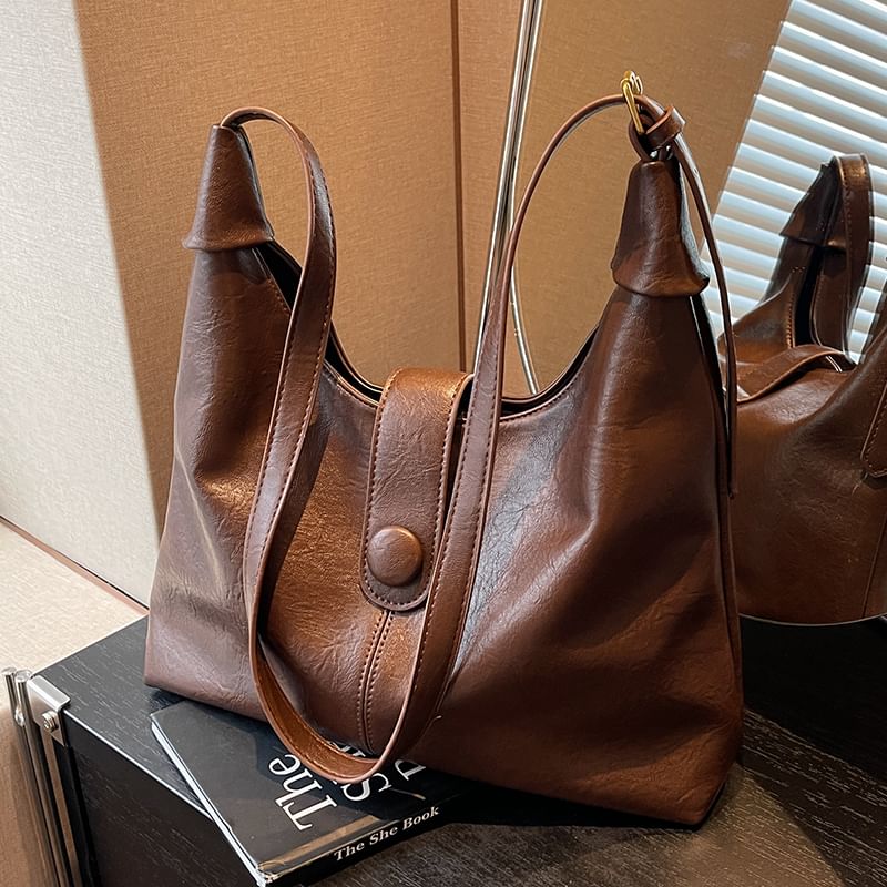 Bag Tote Faux Leather Plain