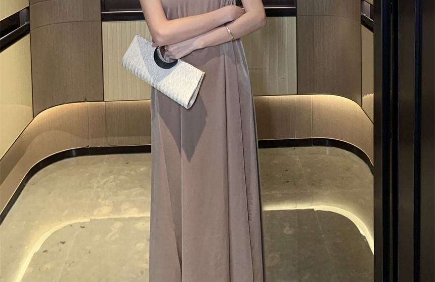 Maxi Dress Velvet A-Line Neck Halter