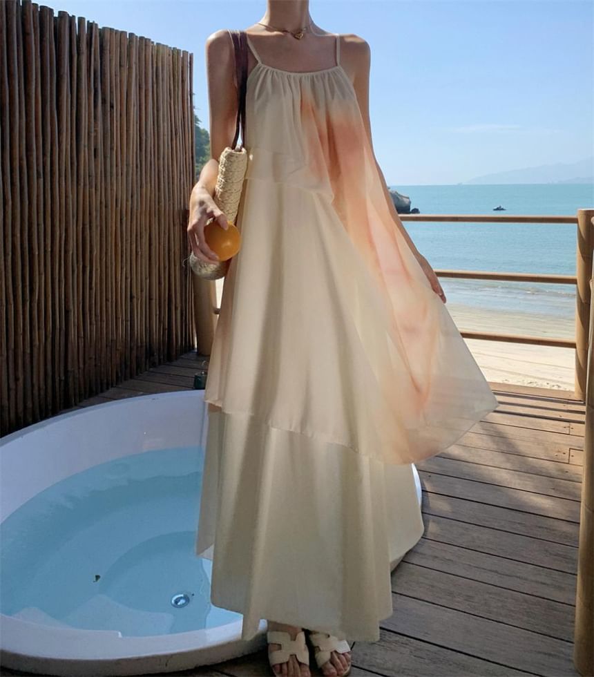 Print Spaghetti Maxi Dress Strap A-Line