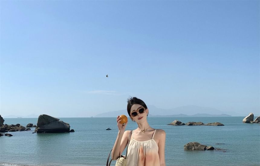 Print Spaghetti Maxi Dress Strap A-Line