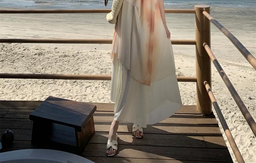 Print Spaghetti Maxi Dress Strap A-Line