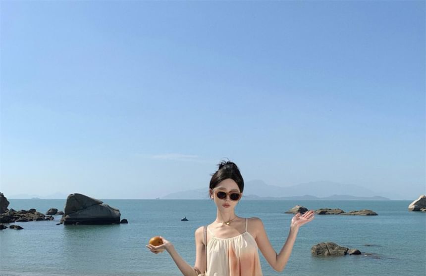 Print Spaghetti Maxi Dress Strap A-Line