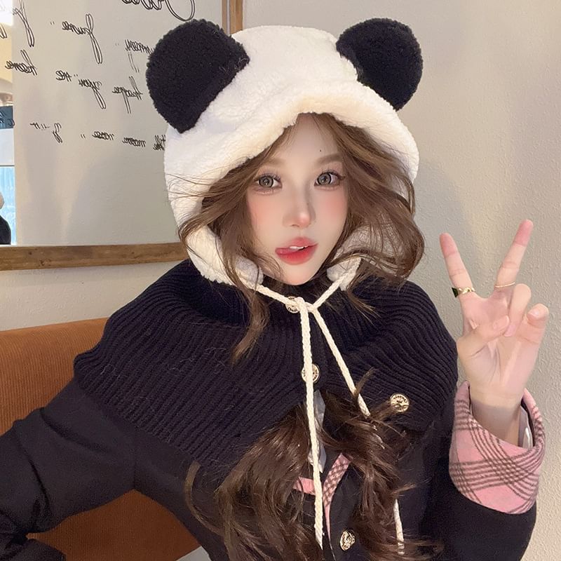Bear Balaclava Shearling Ear Faux