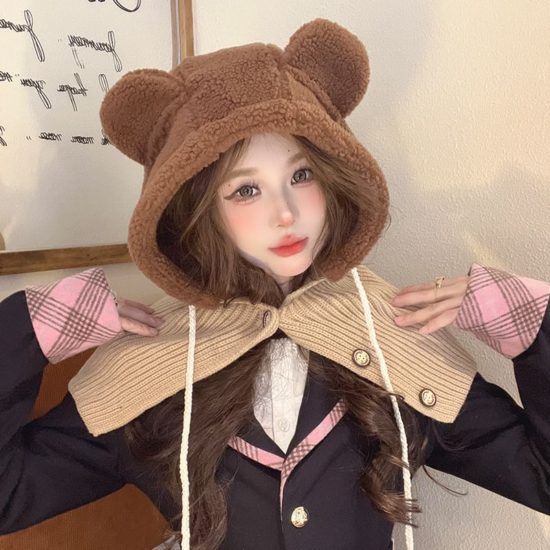 Bear Balaclava Shearling Ear Faux