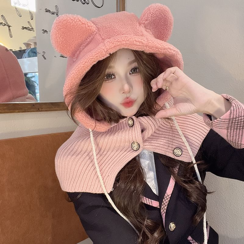 Bear Balaclava Shearling Ear Faux