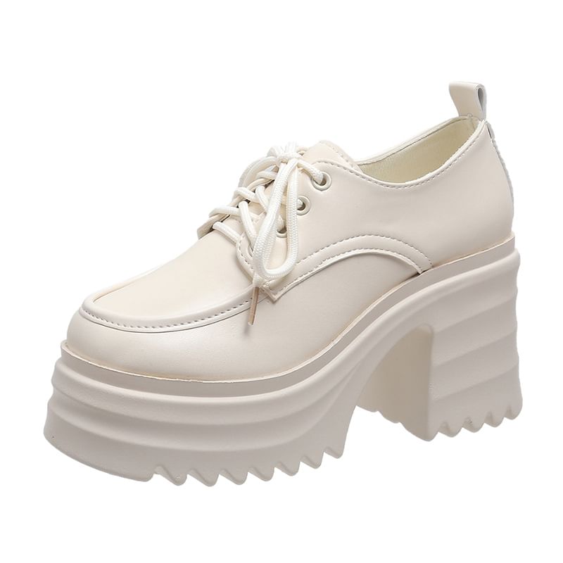 Lace-Up Platform Derby Shoes Chunky Heel