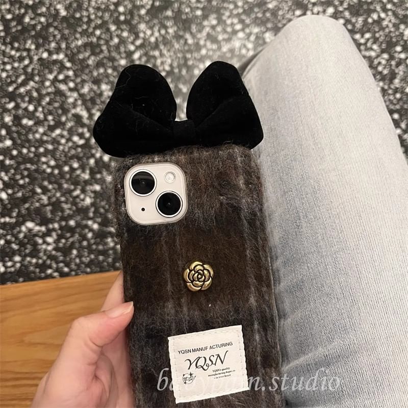 Floral Case Phone Bow Chenille