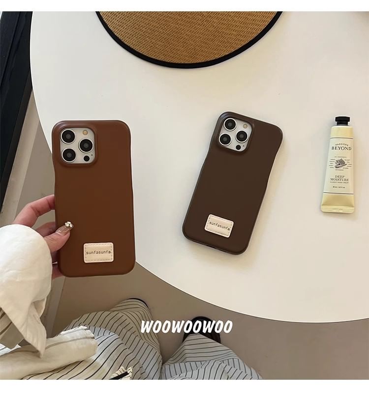 Case Applique Phone Lettering Faux Leather