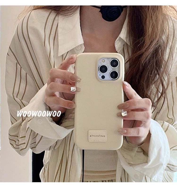 Case Applique Phone Lettering Faux Leather