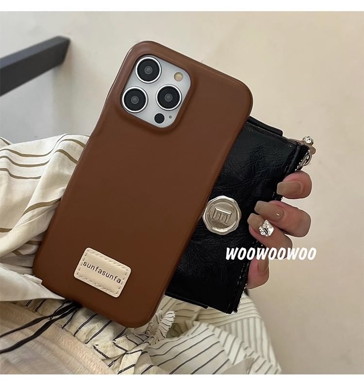 Case Applique Phone Lettering Faux Leather