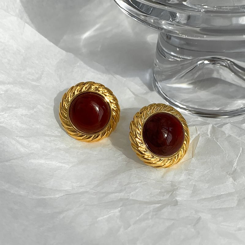 Faux Gemstone Alloy Stud Earring