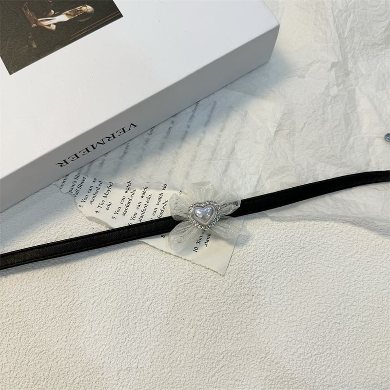 Floral Heart Faux Leather Choker