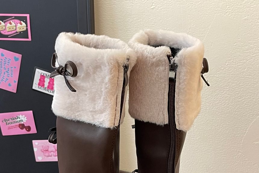 Platform Fleece Lined Bow Accent Tall Boots