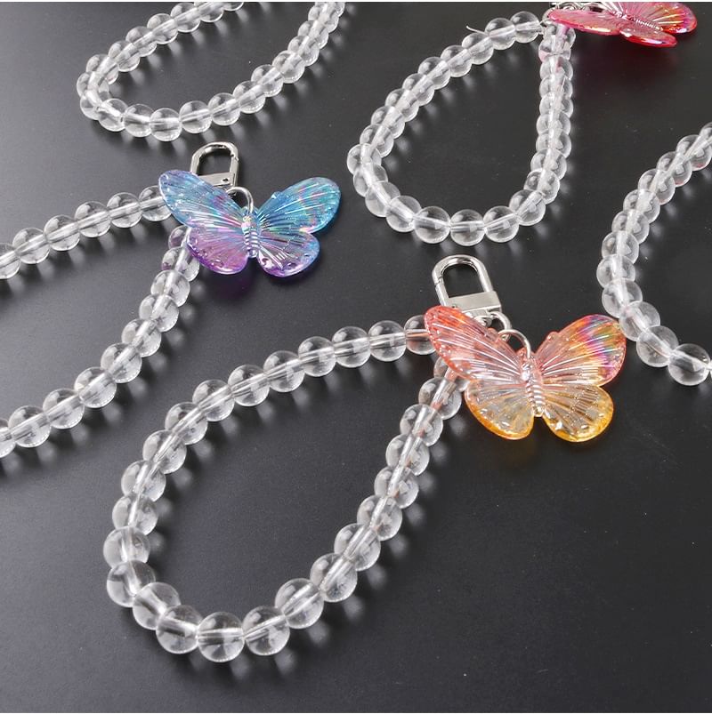 Butterfly Acrylic Bead Bag Charm Keyring