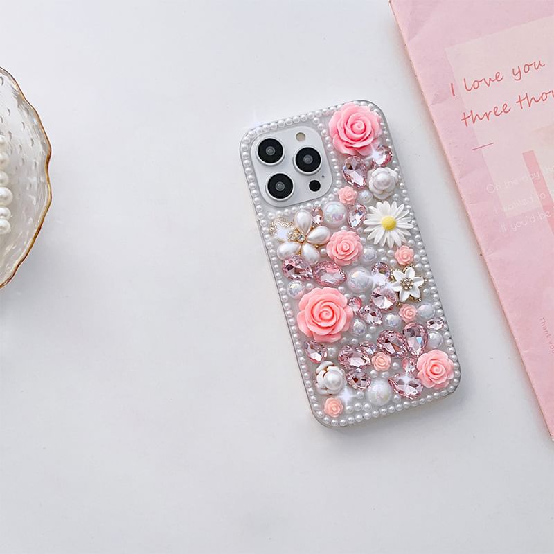 Case Rhinestone Floral Phone