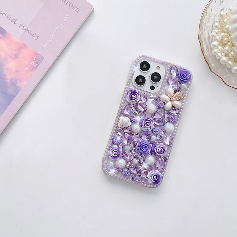 Case Rhinestone Floral Phone