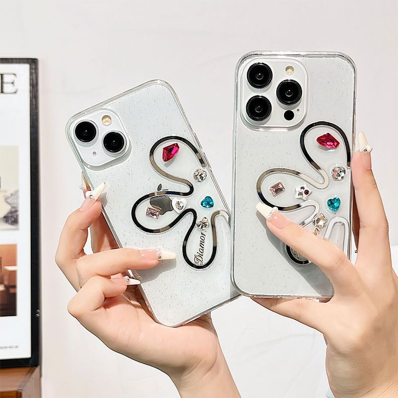 Rhinestone Case Phone Floral