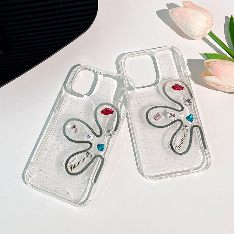 Rhinestone Case Phone Floral