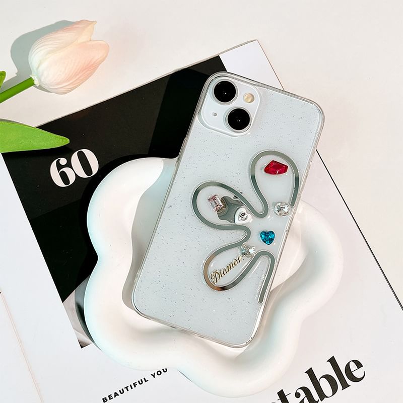 Rhinestone Case Phone Floral