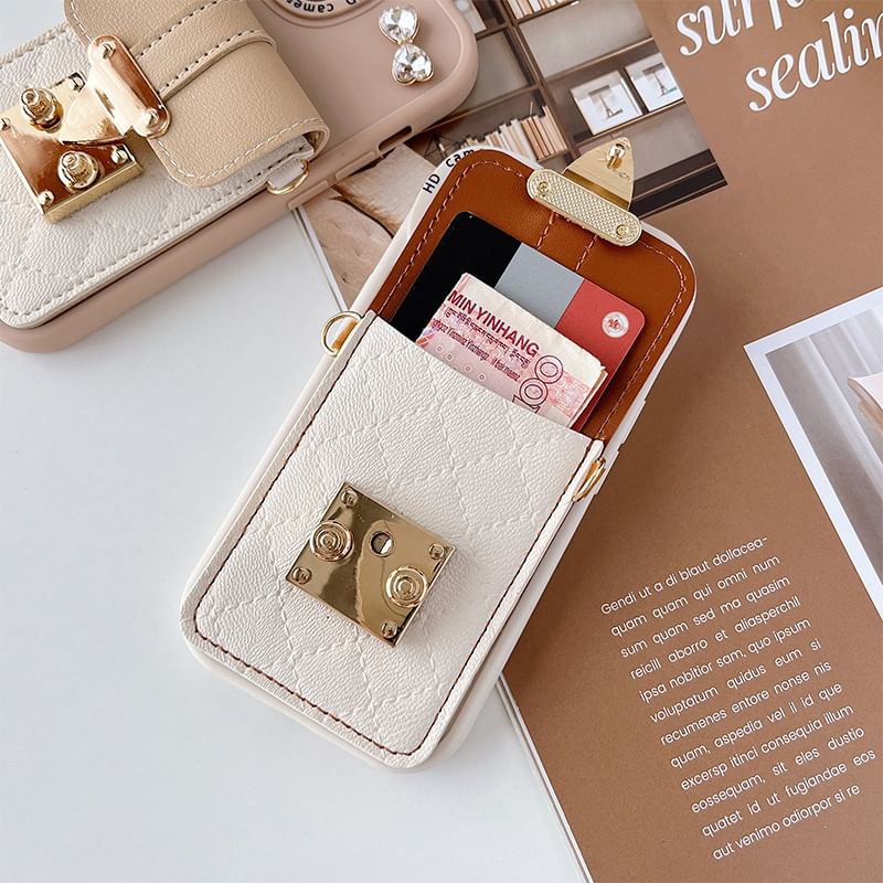 Buckled Card Holder Phone Case - iPhone 15 Pro Max / 15 Pro / 15 Plus / 15 / 14 Pro Max / 14 Pro / 14 Plus / 14 / 13 Pro Max / 13 Pro / 13 / 13 mini / 12 Pro Max / 12 Pro / 12 / 12 mini / 11 Pro Max / 11 Pro / 11 / SE / XS Max / XS / XR / X