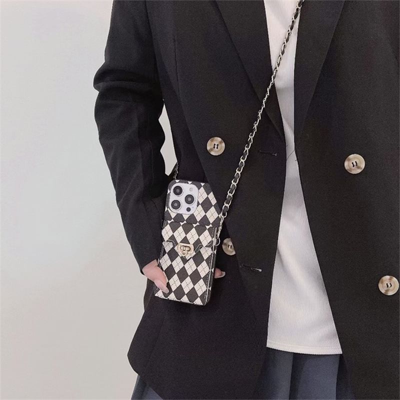 Phone Argyle Lanyard Case
