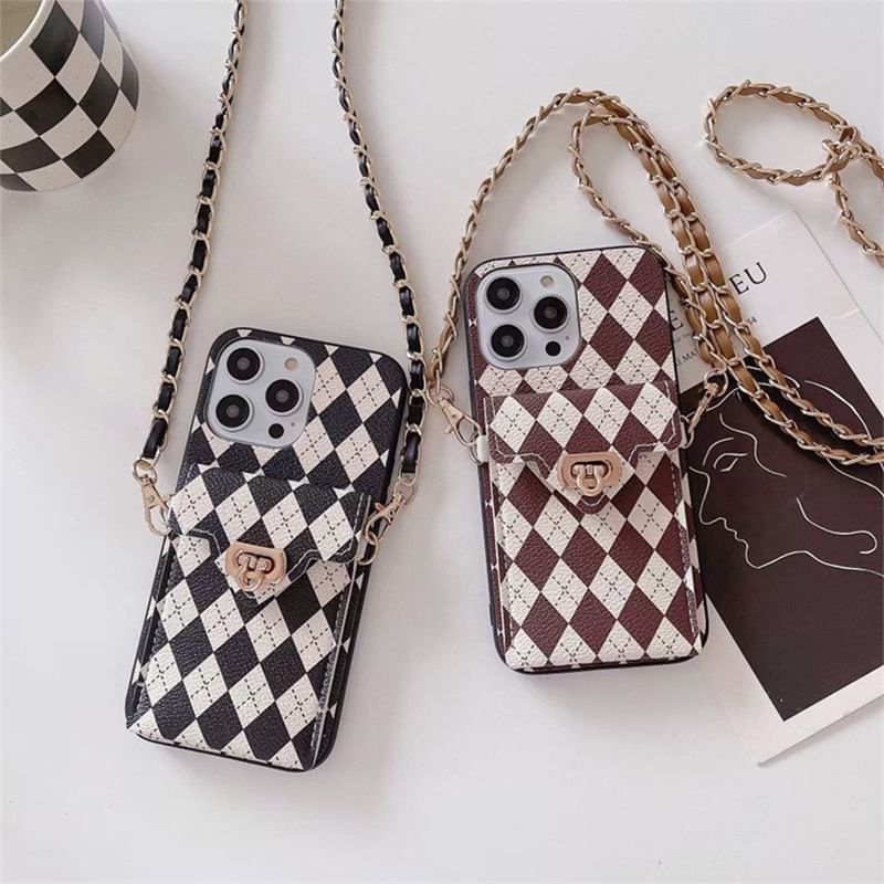 Phone Argyle Lanyard Case