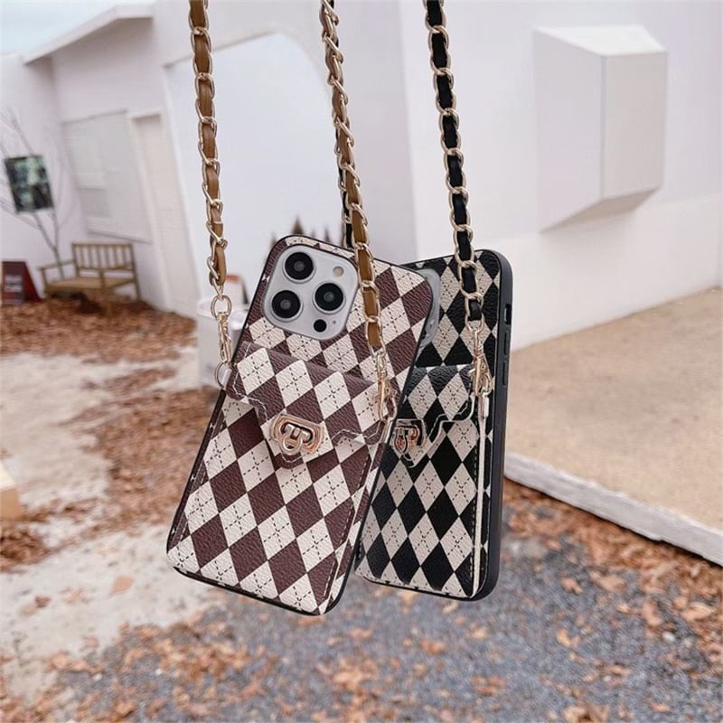 Phone Argyle Lanyard Case
