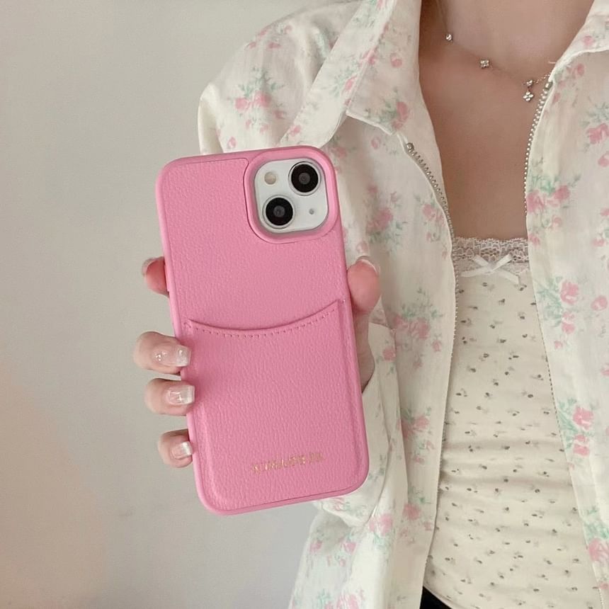 Lettering Case Faux Leather Phone Holder Card