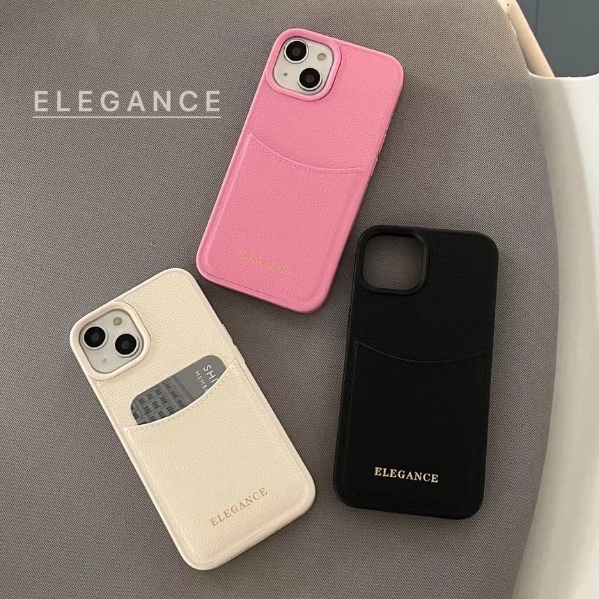 Lettering Case Faux Leather Phone Holder Card