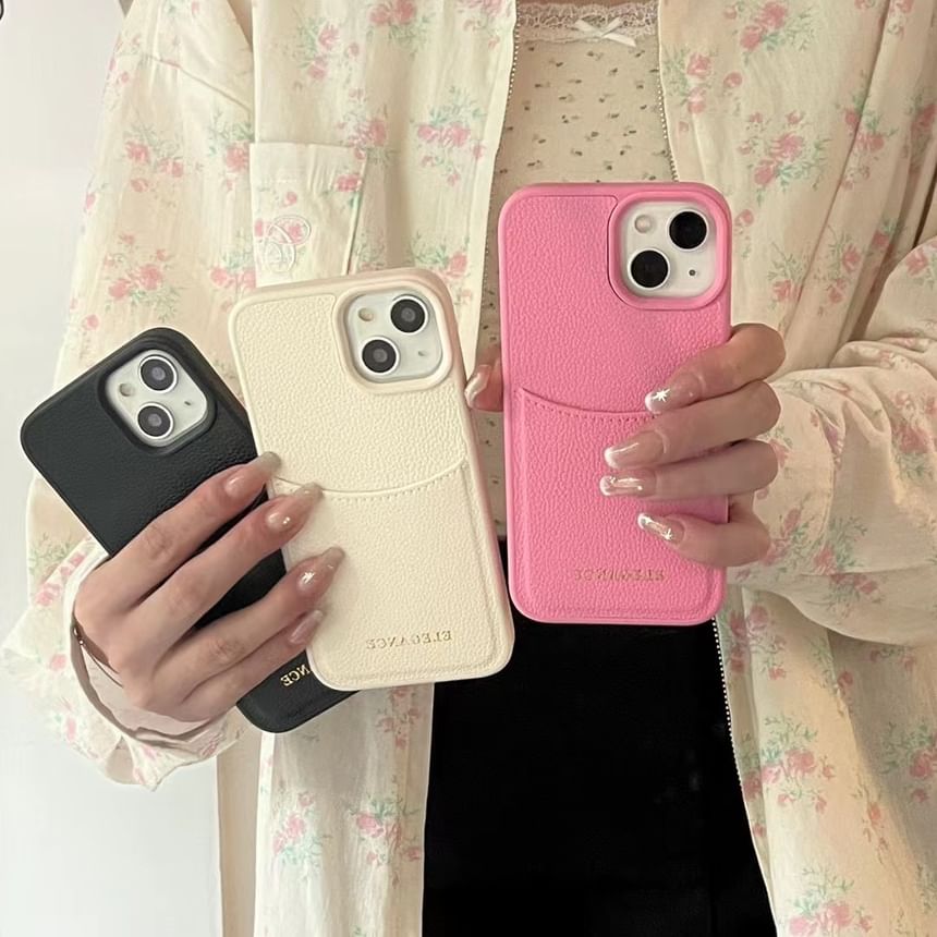 Lettering Case Faux Leather Phone Holder Card