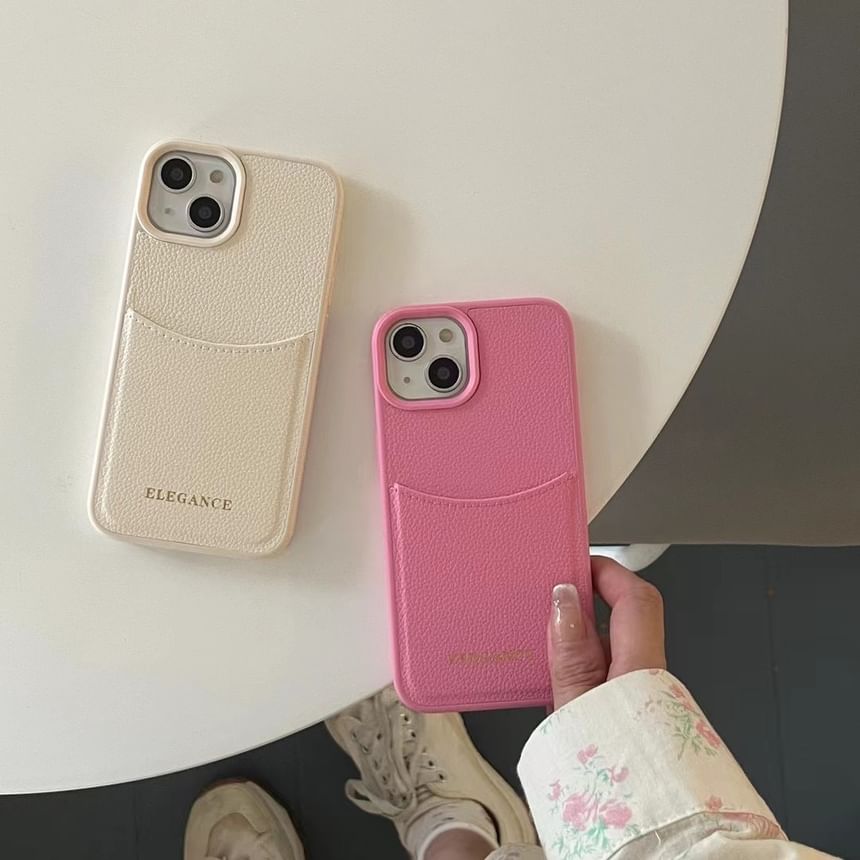 Lettering Case Faux Leather Phone Holder Card