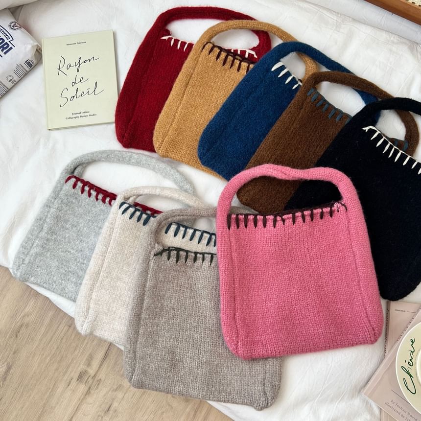Contrast Stitch Tote Bag Knit