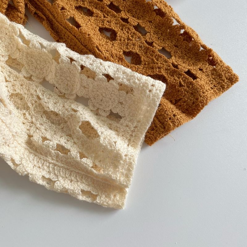 Langärmliges Rundhals-Top aus Häkelspitze