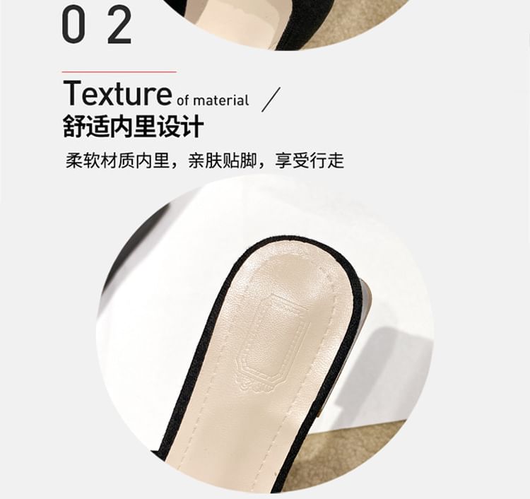 Heel Pointed Sandals Rhinestone Chunky Slingback