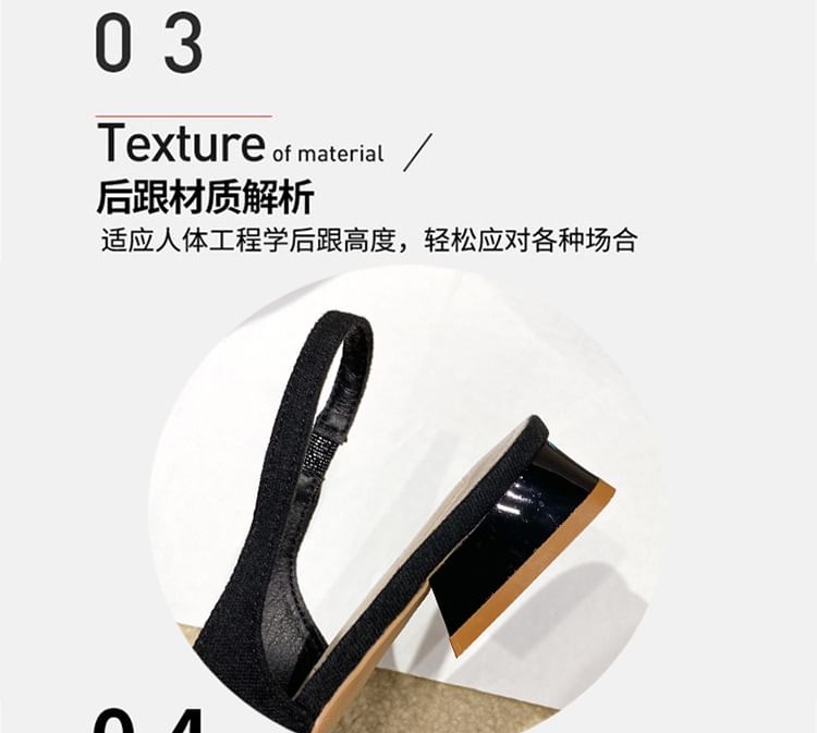 Heel Pointed Sandals Rhinestone Chunky Slingback