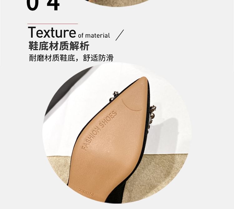 Heel Pointed Sandals Rhinestone Chunky Slingback