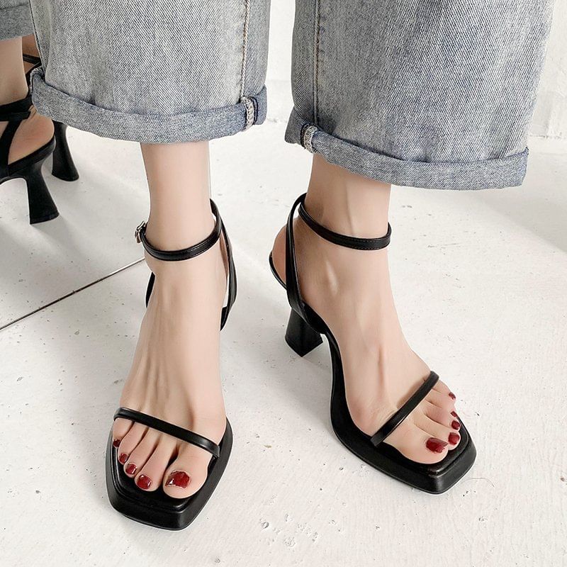 Ankle Heel Strap Platform Chunky Sandals