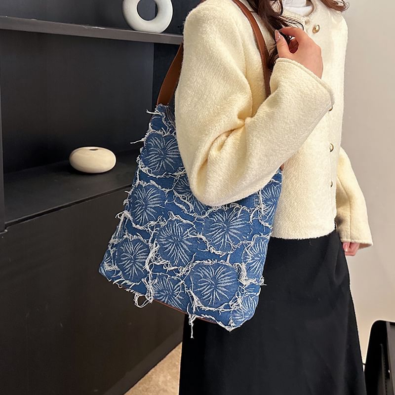 Denim Bag Floral Tote
