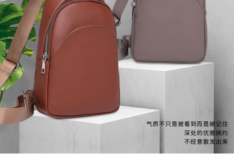 Leather Sling Plain Faux Bag
