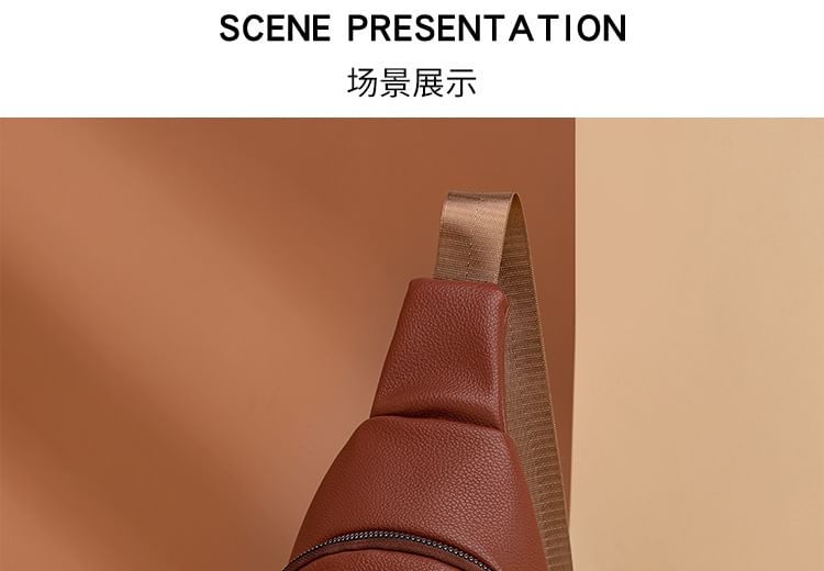 Leather Sling Plain Faux Bag