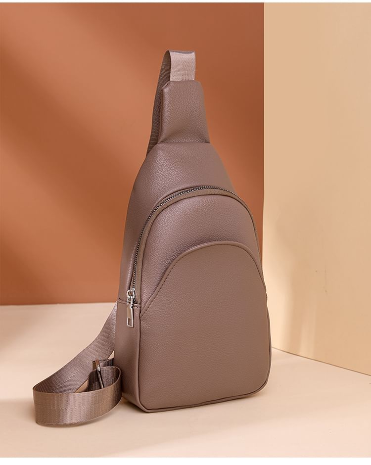 Leather Sling Plain Faux Bag