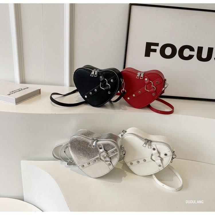 Heart Leather Bag Crossbody Faux