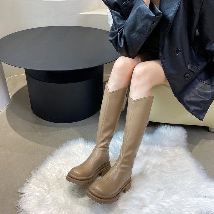 Tall Plain Boots Platform